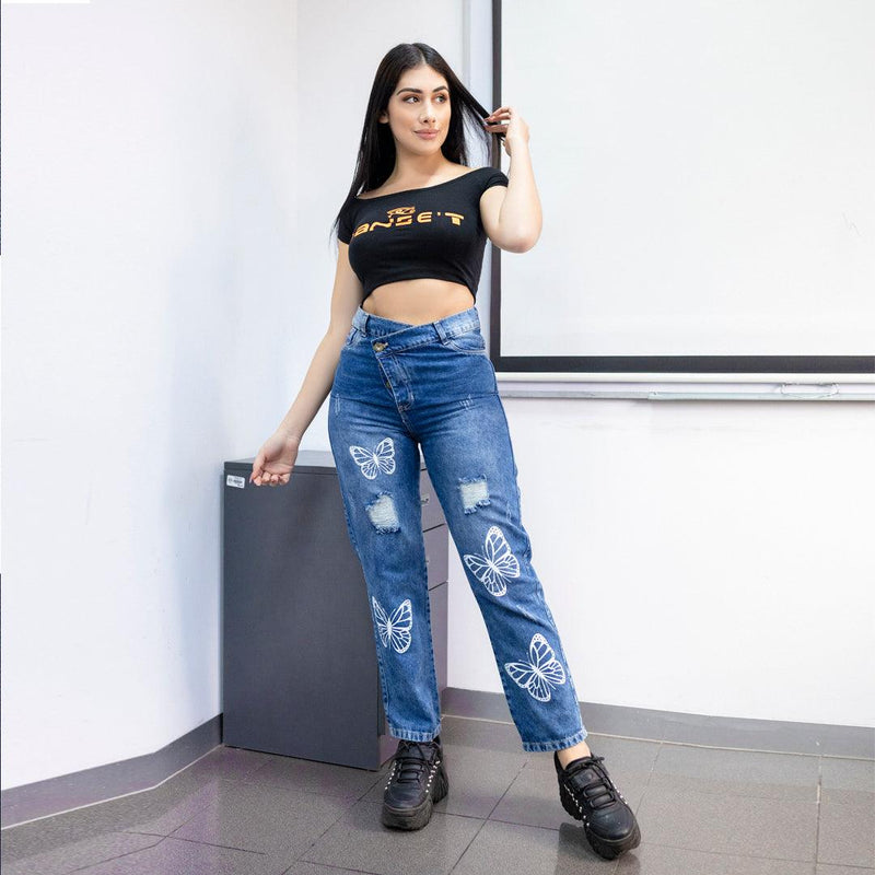 Denim Diagonal con Mariposas - Ranset Jeans